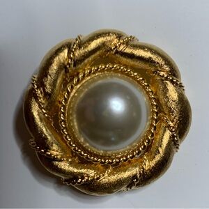 Napier Elegant Gold and Pearl Brooch